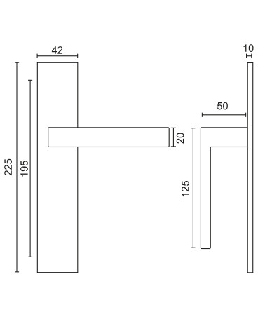Puxador de porta preto em placa rectangular com fixações invisíveis, entraxo 70 - modelo Majestea