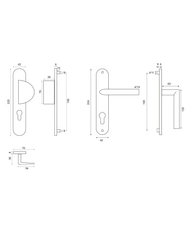 Desenho Conjunto de palier Demi Lune / Altesse em placa inox