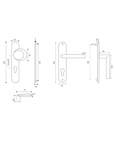 Desenho Conjunto de palier Amande/Altesse em placas maciças inox
