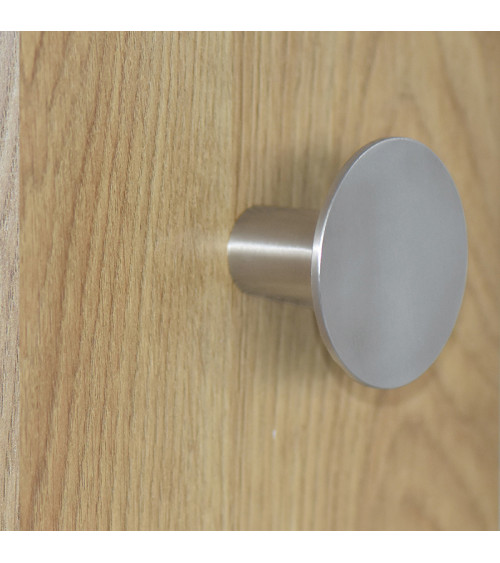 Cabide de parede Disco fino em inox escovado mate D.60mm