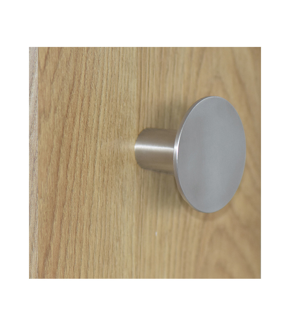 Cabide de parede Disco fino em inox escovado mate D.60mm