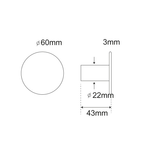 Cabide de parede Disco fino em inox escovado mate D.60mm