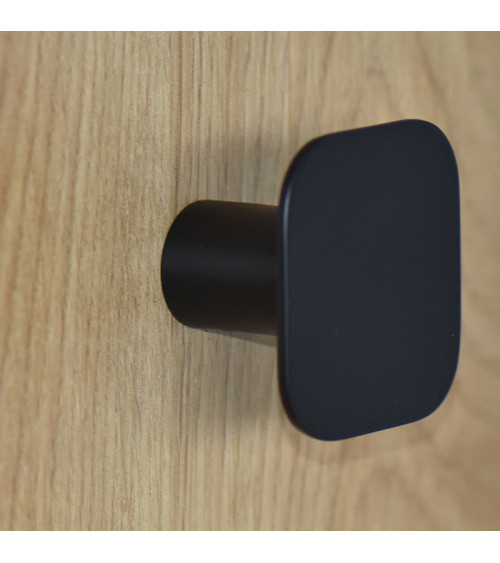 Cabide de parede quadrado fino em inox Preto mate D.60