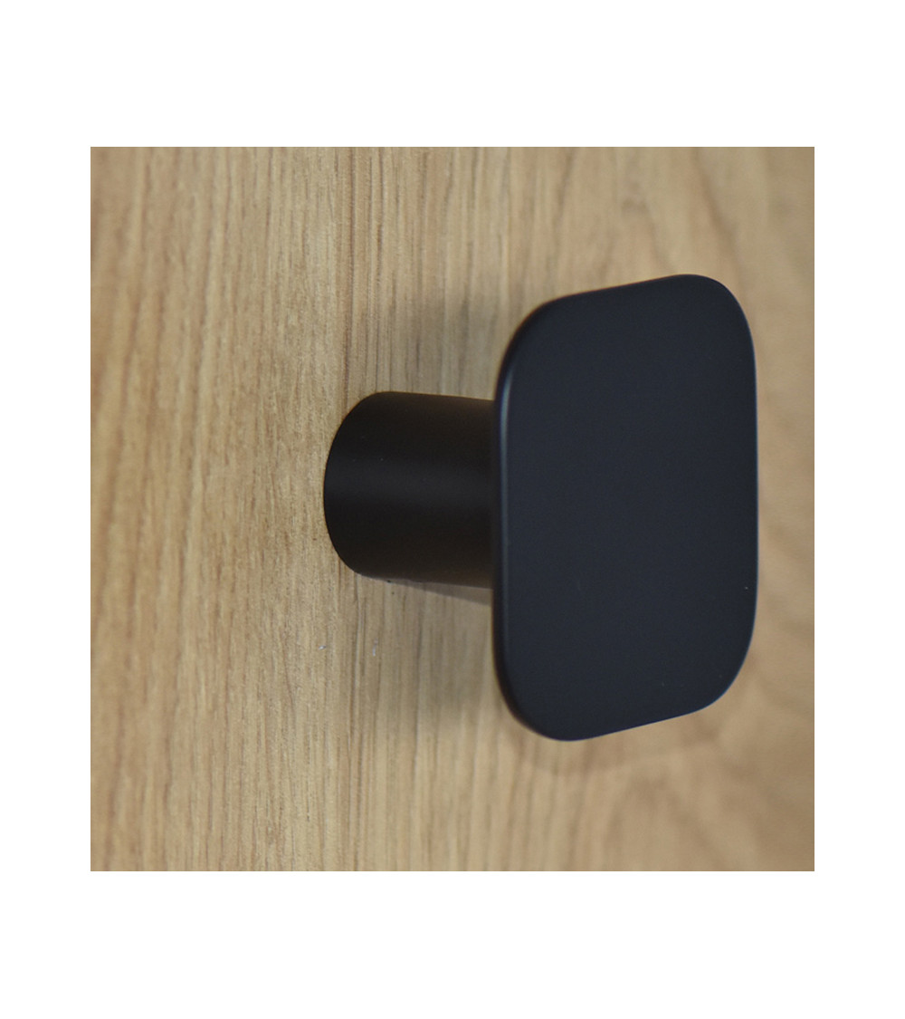 Cabide de parede quadrado fino em inox Preto mate D.60