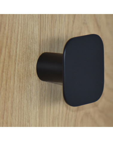 Cabide de parede quadrado fino em inox Preto mate D.60