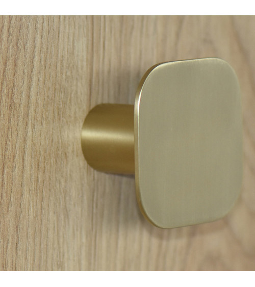 Cabide de parede quadrado fino em inox dourado acetinado D.60