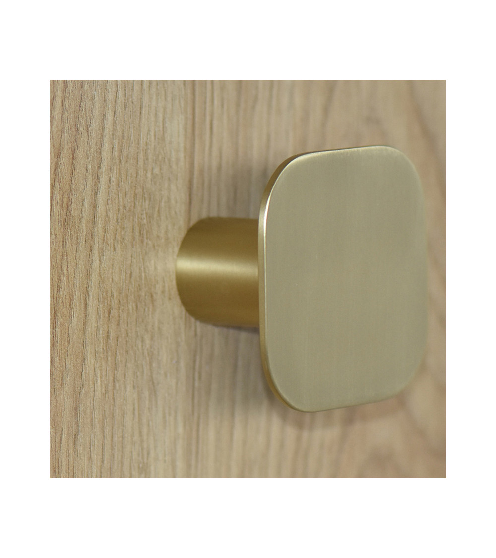 Cabide de parede quadrado fino em inox dourado acetinado D.60
