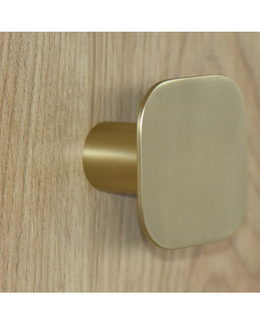 Cabide de parede quadrado fino em inox dourado acetinado D.60