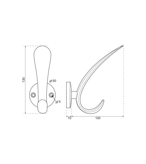 Cabide de parede Curva aspeto Inox