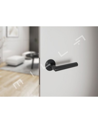 Puxador de porta cor preta ARABIS design montado numa porta