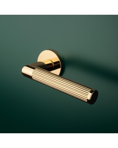 Puxador de porta dourado polido LOBELLIA porta interior design montado numa porta