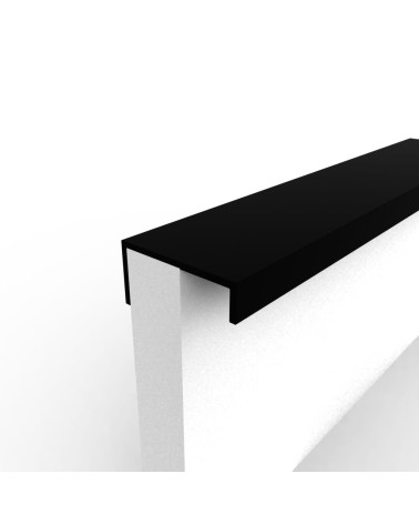 Puxador de móvel preto mate VERA puxador design fixado na borda de um painel branco