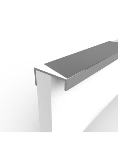 Puxador de móvel anodizado natural VERA puxador design fixado na borda de um painel branco