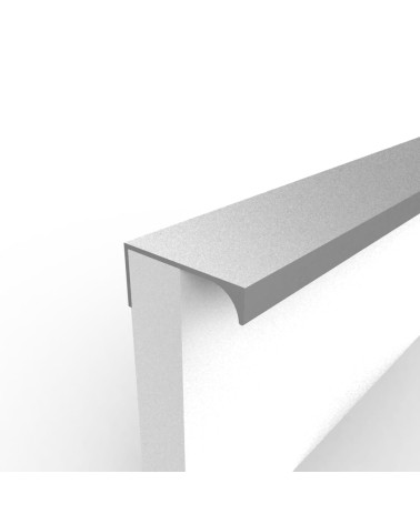 Puxador de móvel anodizado natural TERRA design fixado na borda de um painel branco