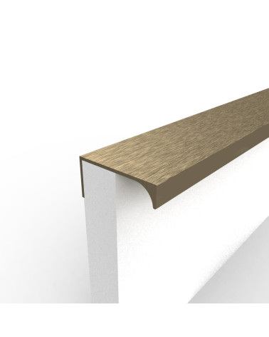Puxador de móvel anodizado escovado TERRA design fixado na borda de um painel branco