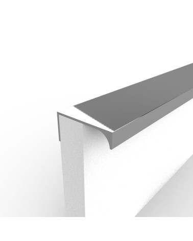 Puxador de móvel cromado brilhante TERRA design fixado na borda de um painel branco