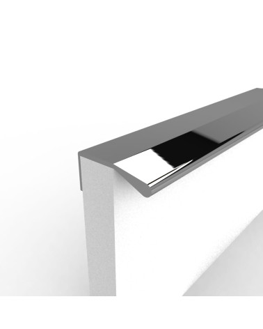Puxador de móvel cromado brilhante COSTA design fixado na borda de um painel branco