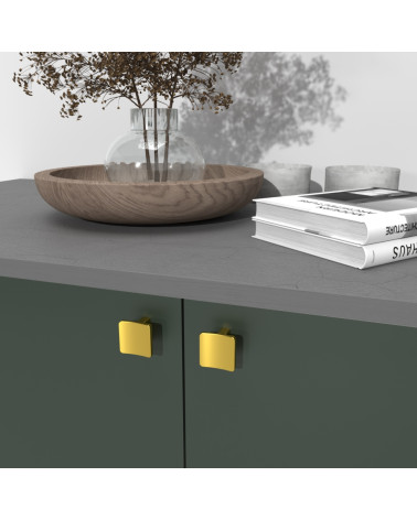 Puxador de móvel dourado polido SIENA design montado num móvel